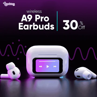 A9 Pro ANC Earbuds Touch Screen Display