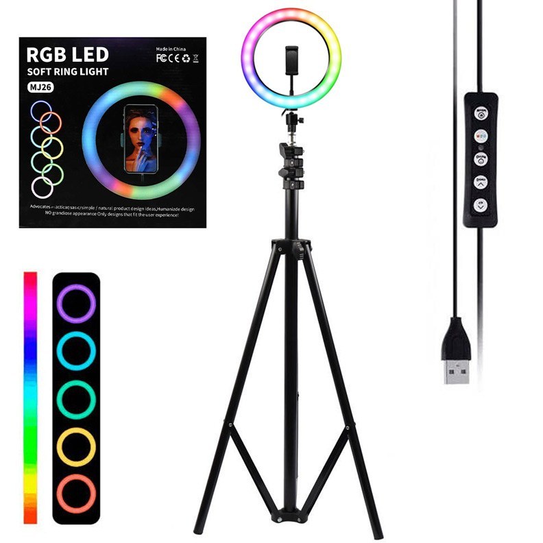 MJ26 RGB LED Soft Ring Light and stand (10inches)