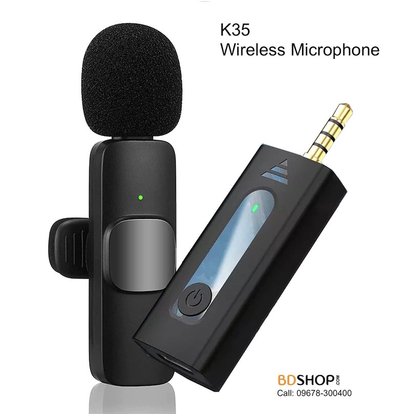 K35 Single Wireless Microphone 100% Authentic for Smartphone, DSLR Camera, Single Mic